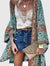 Casual Fashion Vacation Batwing Long Sleeve Cardigan Printed Top