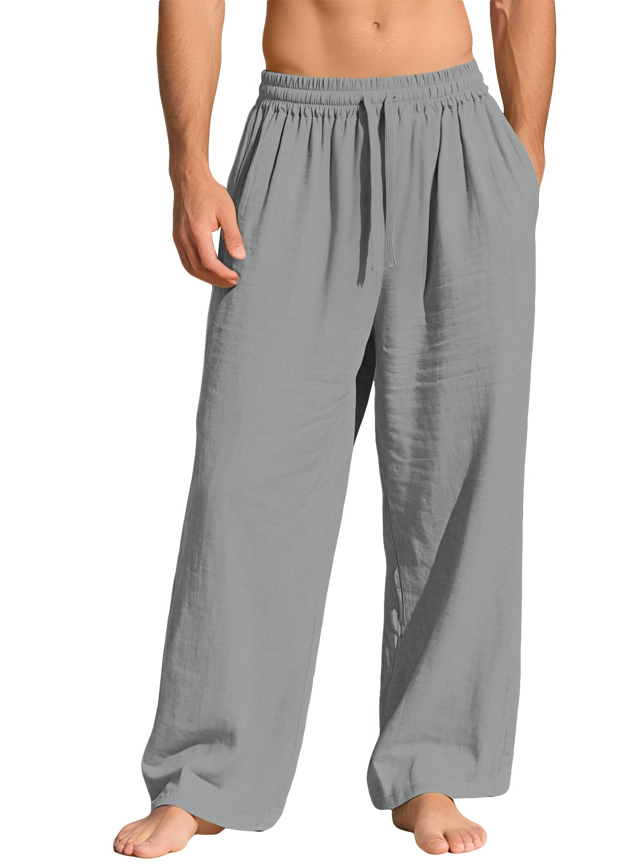 Pocketed Drawstring Solid-color Trendy Business Pants