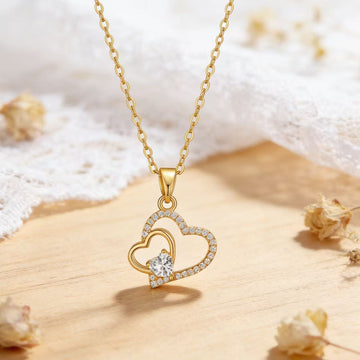 Heart Shaped Zircon Necklace Clavicle Chain Pendant
