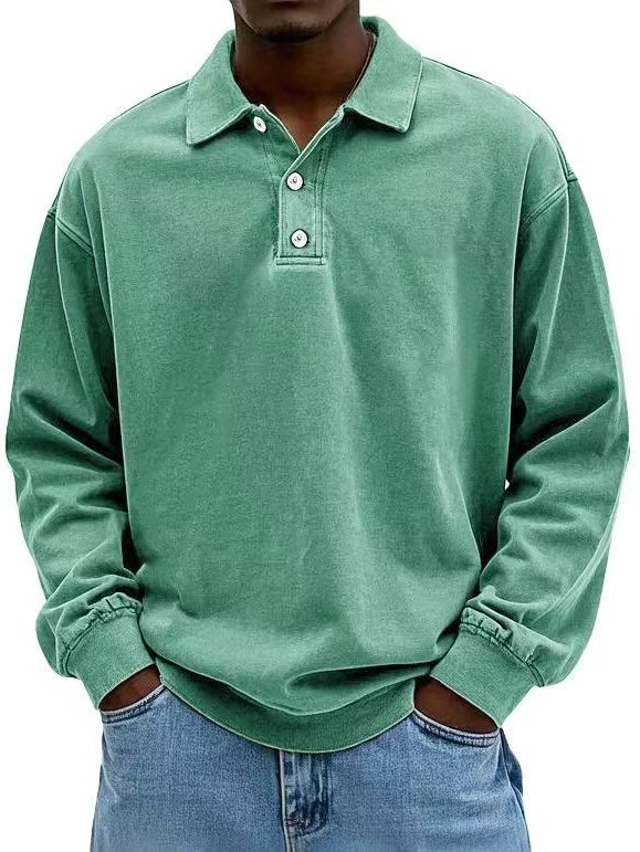 Fall Men's Long Sleeve Polo Shirts Casual Breathable Comfortable Tees Shirt Solid High Quality Sweatshirt Male T-Shirt